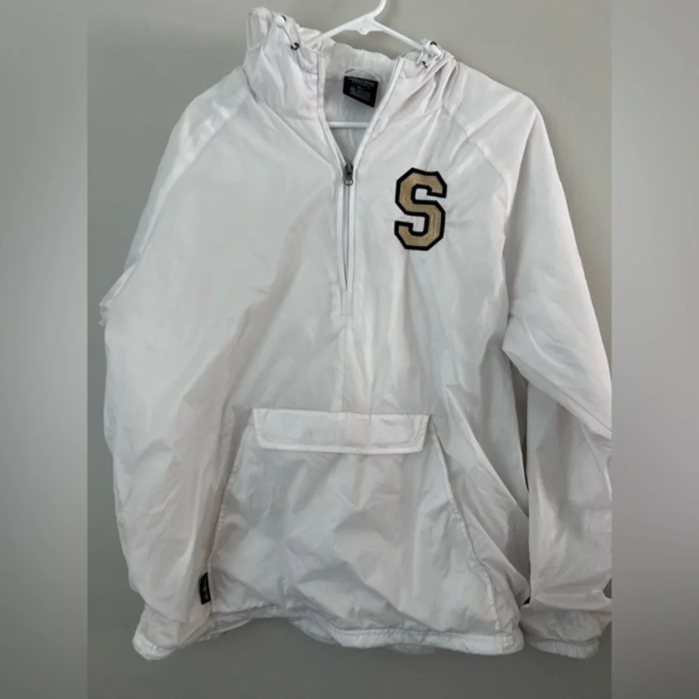 Charles‎ River Apparel White WOMENJacket with Black and Gold Lettering